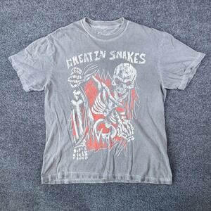 Cheatin Snakes T Shirt Mens Medium Gray Skeleton Graphic Distressed Washed
